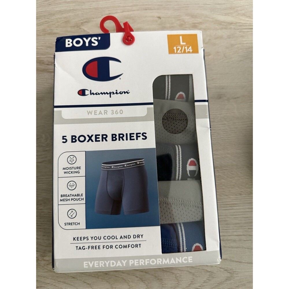 Champion Boys Boxer Briefs Large, 5-Pack, L